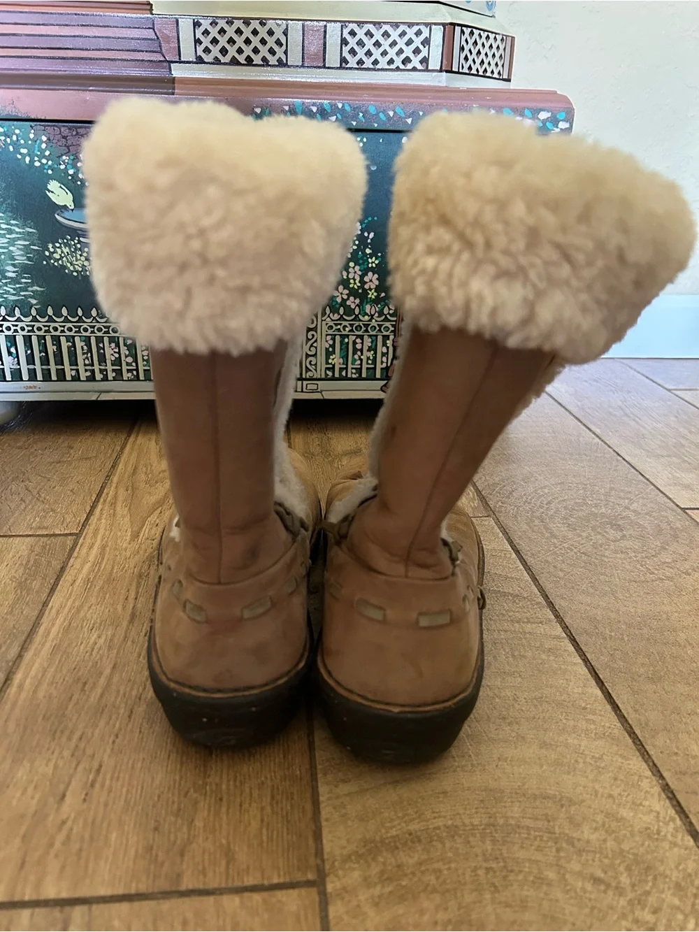 UGG Tan Shearling-Trim Winter Boots